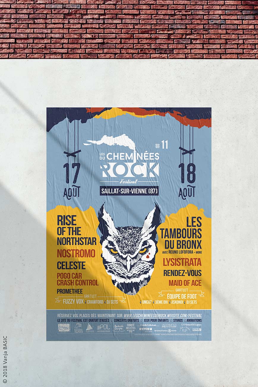 Affiche de l’édition 2018 du festival Les Cheminées du Rock, à Saillat-sur-Vienne