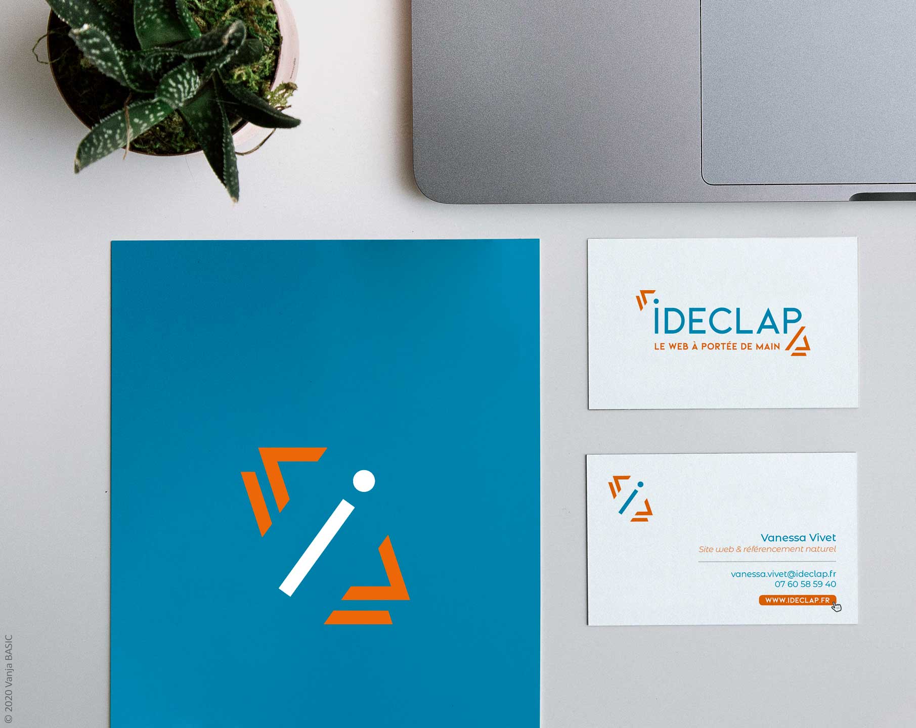 Logo et carte de visite pour Ideclap, expert du web. Communication visuelle institutionnelle, Vanja Basic.